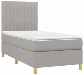 vidaXL Κρεβάτι Boxspring με Στρώμα Ανοιχτό Γκρι 100x200 εκ. Υφασμάτινο