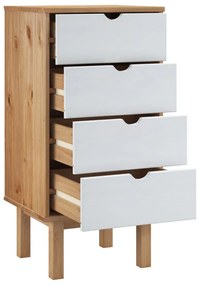vidaXL Συρταριέρα OTTA Καφέ & Λευκό 46 x 39,5 x 90εκ Μασίφ Ξύλο Πεύκου