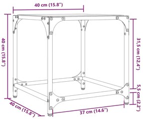 Τραπεζάκι Σαλονιού Επιφάνεια Μαύρο Γυαλί 40x40x40 εκ. Ατσάλι - Μαύρο