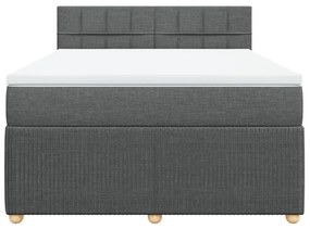 vidaXL Κρεβάτι Boxspring με Στρώμα Σκούρο Γκρι 140x200 εκ Υφασμάτινο