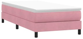 Κρεβάτι Boxspring με Στρώμα Ροζ 90x220 εκ. Βελούδινο - Ροζ