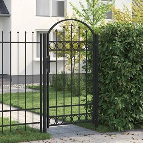 vidaXL Καγκελόπορτα με Αψιδωτή Κορυφή Μαύρη 100 x 175 εκ. από Ατσάλι