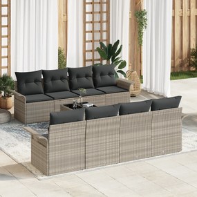 vidaXL 9 κομμάτι Σετ Καναπέ Κήπου με Μαξιλάρια Ανοιχτό Γκρι
