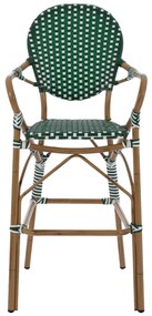 Σκαμπό Αλουμινίου Bamboo Look Με Wicker Πράσινο Λευκό 56x60x126 Εκ.