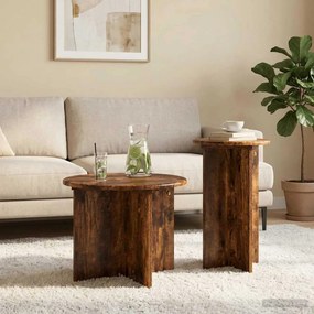 vidaXL Σετ βοηθητικά τραπεζάκια 2 pcs Καπνισμένο Ξύλο Δρυός