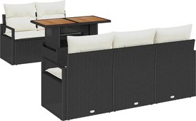 vidaXL Σετ Καναπέ Κήπου με μαξιλάρι 6 pcs Μαύρο και κρεμ