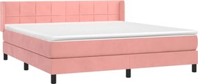 vidaXL Κρεβάτι Boxspring με Στρώμα Ροζ 160x200 εκ. Βελούδινο