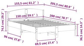 ΠΛΑΙΣΙΟ ΚΡΕΒΑΤΙΟΥ ΚΕΦΑΛΑΡΙ 150X200 ΕΚ ΜΑΣΙΦ ΠΕΥΚΟ 3216197