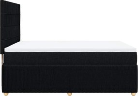 vidaXL Κρεβάτι Boxspring με Στρώμα Μαύρο 140x200 εκ. Υφασμάτινο