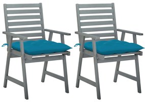 Καρέκλες Εξ. Χώρου με Μαξιλάρια 2 τεμ. από Μασίφ Ξύλο Ακακίας