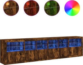 vidaXL Μπουφές με LED Καπνιστή Δρυς 283 x 37 x 67 εκ.