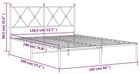 ΠΛΑΙΣΙΟ ΚΡΕΒΑΤΙΟΥ ΜΕ ΚΕΦΑΛΑΡΙ ΛΕΥΚΟ 135 X 190 ΕΚ. ΜΕΤΑΛΛΙΚΟ 376550