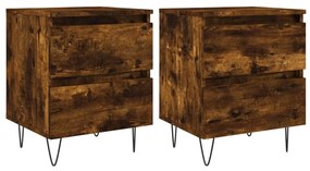 vidaXL Κομοδίνα 2 τεμ. Καπνιστή Δρυς 40x35x50 εκ. Επεξεργασμένο Ξύλο