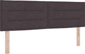 vidaXL LED Κρεβάτι με βάθρο Σκούρο Καφέ 140 x 200 cm ύφασμα