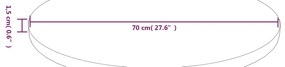 vidaXL Επιφάνεια Τραπεζιού Στρογγυλή Αν. Καφέ Ø70x1,5 εκ. Ξύλο Δρυς
