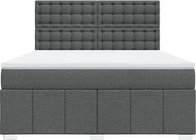 vidaXL Κρεβάτι Boxspring με Στρώμα Σκούρο Γκρι 180x200 εκ Υφασμάτιν