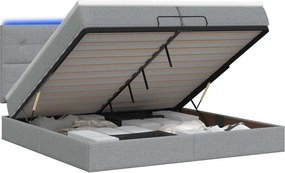 vidaXL Κρεβάτι Ottoman με Στρώμα και LED Ανοιχτό γκρι 200 x 200 cm