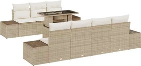 vidaXL Σετ Καναπέ Κήπου με μαξιλάρι 8 pcs Μπεζ και Κρέμα