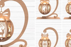 Σετ των 2 Intra απο ξύλο plywood 3mm-4mm πάχος Χριστουγεννιάτικα Φανάρια με βάσης Δίασταση 30x20 cm INTRAFABR-109860544