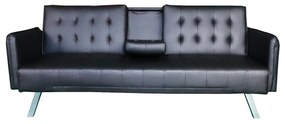 Καναπές Κρεβάτι Τριθέσιος ArteLibre MARFA Μαύρο PU 188x82x80cm