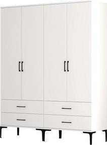 Τετραφυλλη Ντουλαπα Λευκο KUMSAL 47.5x160x201.4