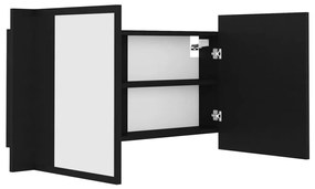 Καθρέφτης Μπάνιου με Ντουλάπι LED Μαύρος 90x12x45 εκ. Ακρυλικός - Μαύρο