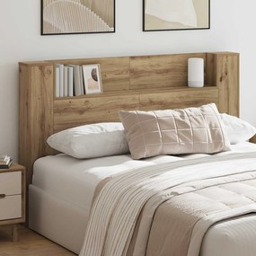 vidaXL Κεφαλάρι Ντουλάπι με LED Τεχνίτικη Δρυς 160 x 16,5 x 103,5 cm