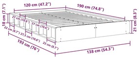 Πλαίσιο κρεβατιού χωρίς στρώμα 120x190 cm μασίφ ξύλο δρυς - Καφέ