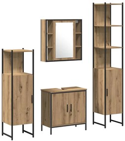 vidaXL Σετ Επίπλων Μπάνιου με ράφι 4 pcs Καφέ 33 x 33 x 185.5 εκ
