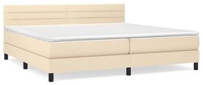 Κρεβάτι Boxspring με Στρώμα Κρεμ 200x200 εκ. Υφασμάτινο - Κρεμ