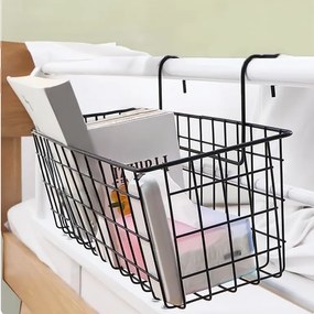 Μεταλλικό Κρεμαστο Καλάθι 38x15x20cm Άσπρο ή Μαύρο - Μαύρο