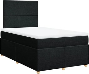 vidaXL Κρεβάτι Boxspring με Στρώμα Μαύρο 120x190 εκ. Υφασμάτινο