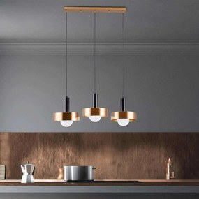 Φωτιστικό Οροφής Camilla/3L 2031 Φ66x50/120cm 3xE27 Black-Gold Sikrea Metal