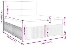 Κρεβάτι Boxspring με Στρώμα Ανοιχτό Γκρι 180x200 εκ. Υφασμάτινο - Γκρι