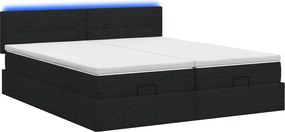 vidaXL Κρεβάτι Ottoman με Στρώμα και LED Μαύρο 180 x 200 cm Ύφασμα