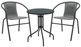 Intrahome Τραπεζαρία Vergo-Obbi Intrahome 3τεμ μαύρο μέταλλο Φ60x70εκ | SKU: INTRAPA-241111251