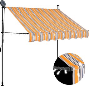 vidaXL Τέντα Συρόμενη Χειροκίνητη με LED Κίτρινη / Μπλε 150 εκ.