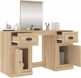vidaXL Μπουντουάρ με Καθρέφτη Sonoma Δρυς 130x50x132,5 εκ.