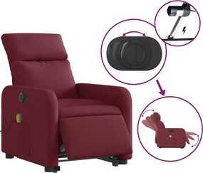 vidaXL Πολυθρόνα Μασάζ Ηλεκτρική Ανακλ. Μπορντό Υφασμάτινη