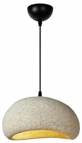 GloboStar® STONE 204-0123 Μοντέρνο Κρεμαστό Φωτιστικό Καμπάνα Μονόφωτο 1 x E27 IP20 Μπεζ Πολυστερίνη με Μπεζ Ρητίνη - Μ31.5 x Π35 x Υ26cm