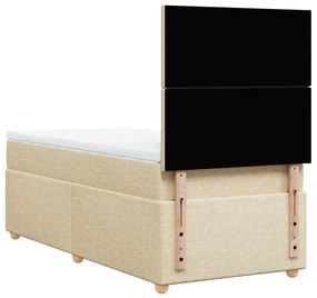 vidaXL Κρεβάτι Boxspring με Στρώμα Κρεμ 90x190 εκ.Υφασμάτινο