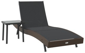 vidaXL Ξαπλώστρα 2 pcs Καστανό 40 x 40 x 40.5 εκ Πολυ ράταν