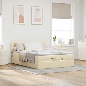 vidaXL Οθωμανικό κρεβάτι με στρώμα Cream 140x190cm ύφασμα