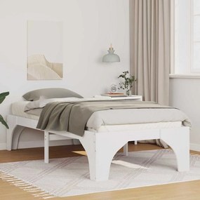 vidaXL Κρεβάτι δαπέδου Λευκό 100 x 200 cm Μασίφ ξύλο πεύκου