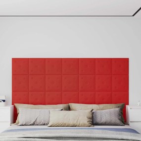 vidaXL Κεφαλάρι Τοίχου 12 pcs Κόκκινο 30 x 30 cm Τεχνητό Δέρμα