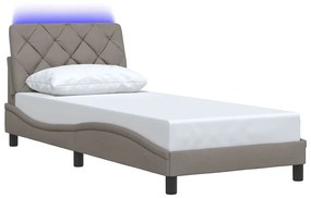 vidaXL Σκελετός Κρεβατιού με LED Χωρίς Στρώμα Taupe 90x190 εκ.