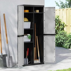 vidaXL Ντουλάπι Αποθ. Εξ. Χώρου Γκρι/Μαύρο 65x37x165εκ. Πολυπροπυλένιο