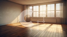 Intra Συλλεκτικό Ξύλινο Παζλ Plywood  4mm - Άδειο δωμάτιο με θέα στον ορίζοντα της πόλης Σε Ξύλινο Κουτί - Διαστάσεις Puzzle: 10x10 cm – 25 κομμάτια