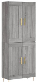 vidaXL Ντουλάπι Γκρι Sonoma 69,5 x 34 x 180 εκ. Επεξεργασμένο Ξύλο