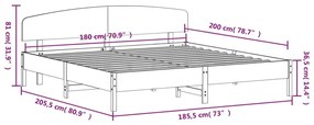 ΠΛΑΙΣΙΟ ΚΡΕΒΑΤΙΟΥ ΜΕ ΚΕΦΑΛΑΡΙ 180X200 ΕΚ ΜΑΣΙΦ ΞΥΛΟ ΠΕΥΚΟΥ 3207200